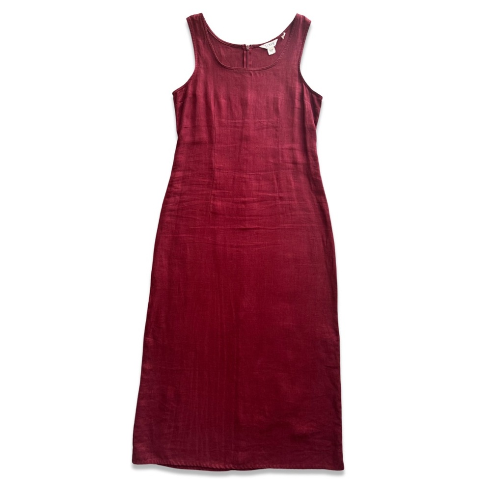 🏷️*Price Drop* J Crew Burgundy Sleeveless 100% Linen Maxi Dress Size 6
